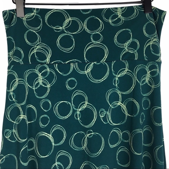 LULAROE Azure Skirt Circles Scribble Print Boho Festival Knee Length Size Medium - Picture 6 of 10
